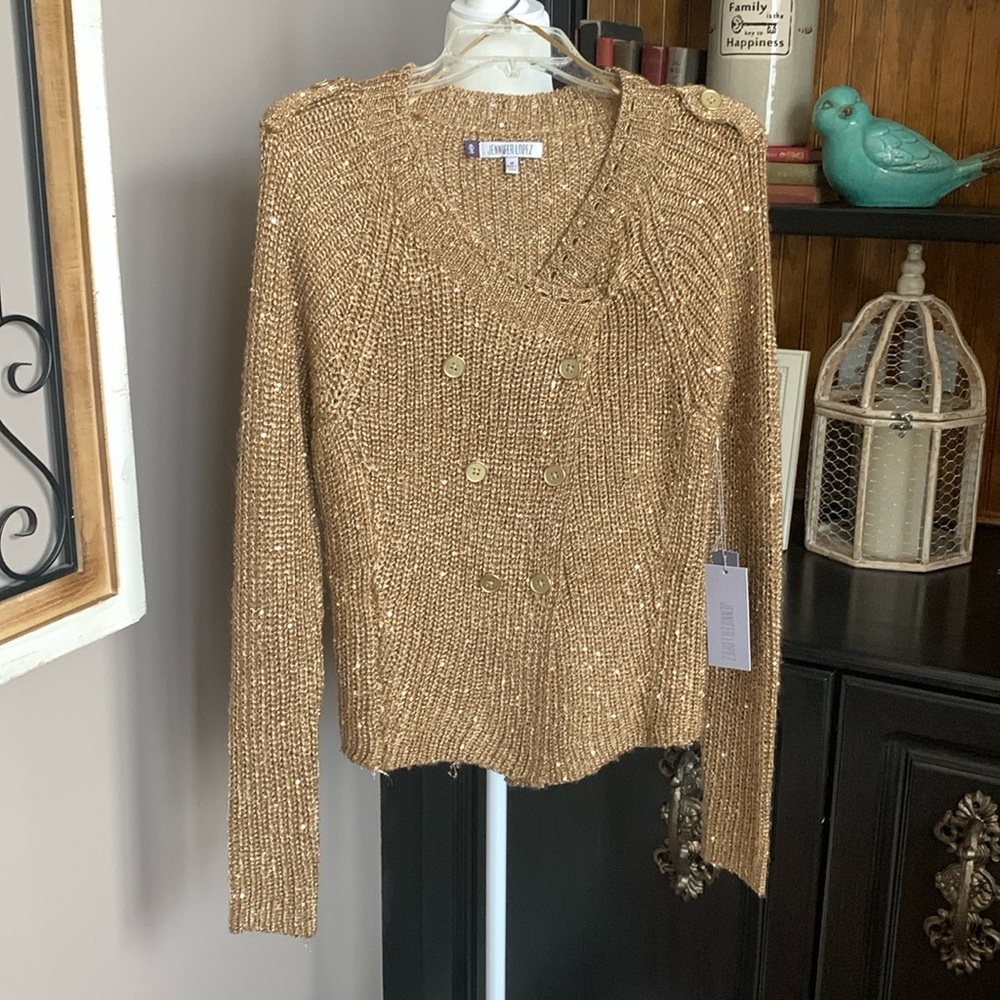 Women's Metallic & Sequin Gold Sweater